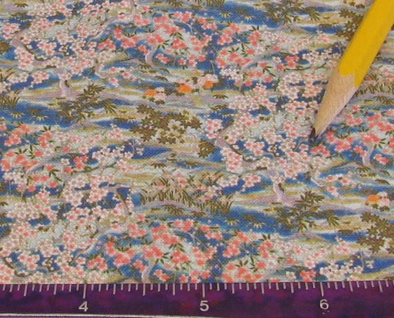Jj Dollhouse Miniature Upholstery Doll Apparel Fabric Asian Floral
