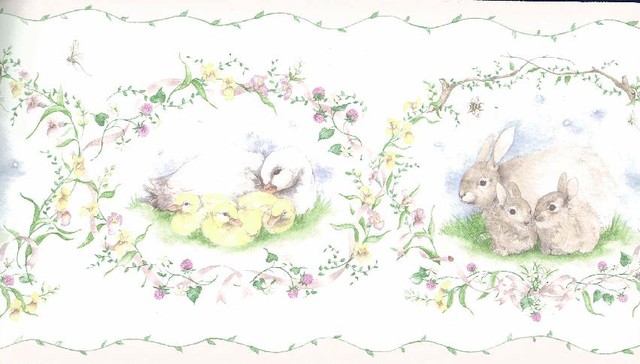 Cute Duck Rabbit FamilyWallpaper Border   Traditional   Wallpaper   by