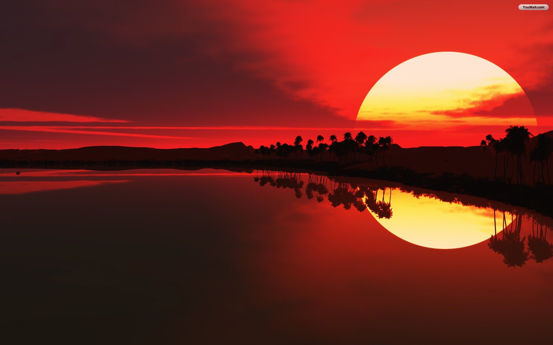 Wallpaper Desktop Sunset Red