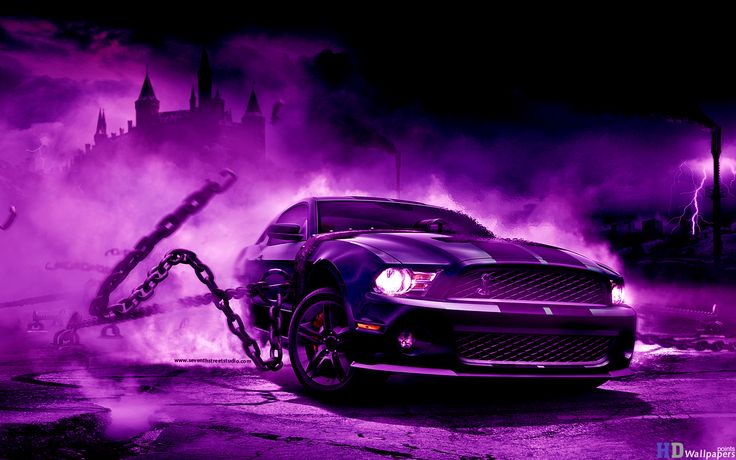 Cool 3d Wallpaper Purple Car Muscle Cars