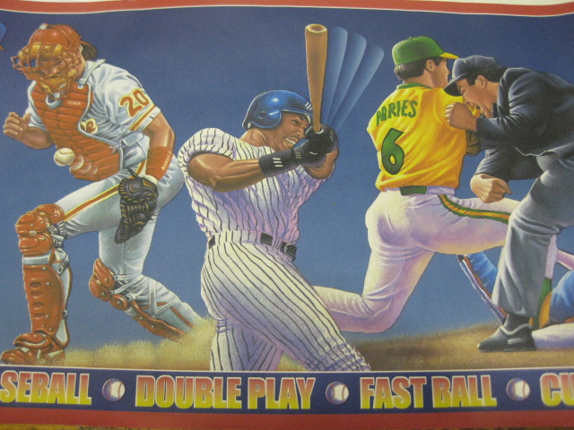 BASEBALL BOYS ROOM SPORT WALLPAPER BORDER BEDROOM PLAYROOM SPORTING