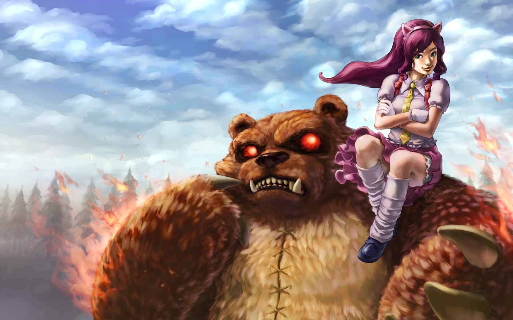Of Legends Drawing Fantasy Monster Girl Bears Wallpaper Background