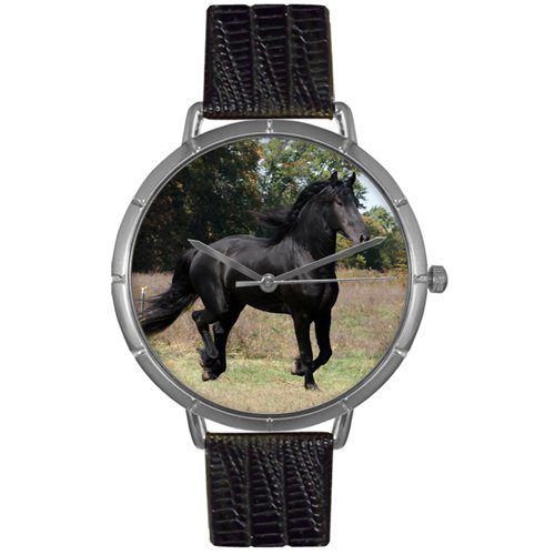 Whimsical Watches Womens T0110025 Friesian Horse Black Leather And