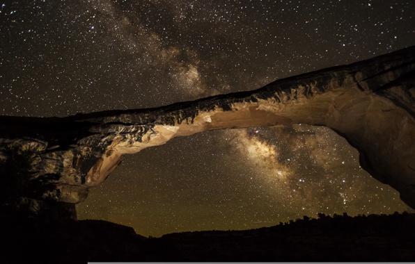 Milky Way Galaxy Star Arch Rock Night Wallpaper