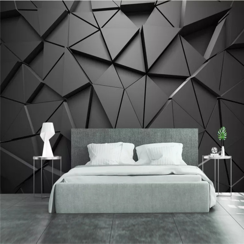 Modern Luxury 3d Stereoscopic Black Geometric Triangle Mural