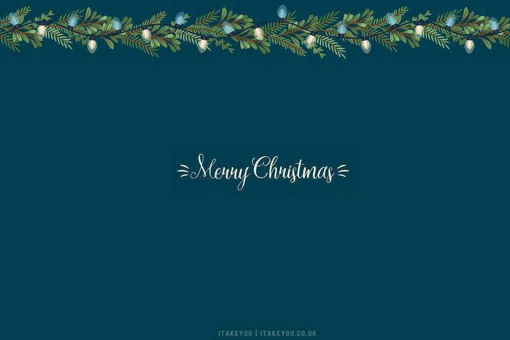 Christmas Wallpaper Ideas Garland Teal Background