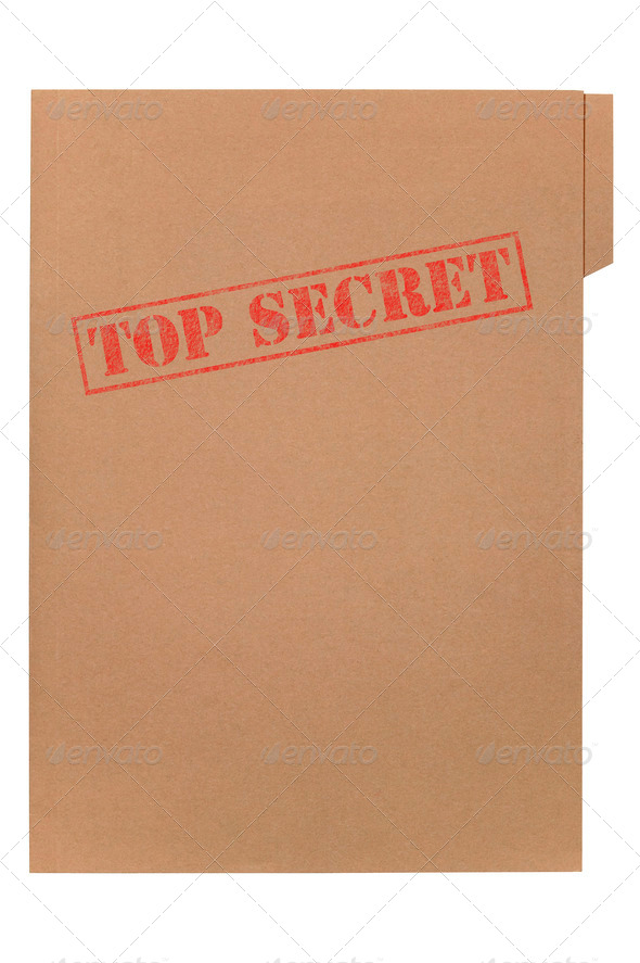  Top Secret on the front isolated on a white background with clipping