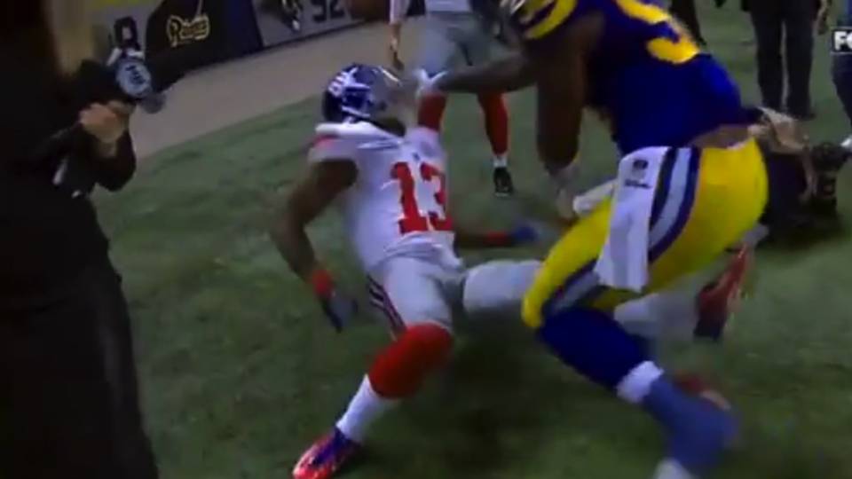 Rams And Giants Fight After Hit On Odell Beckham Jr