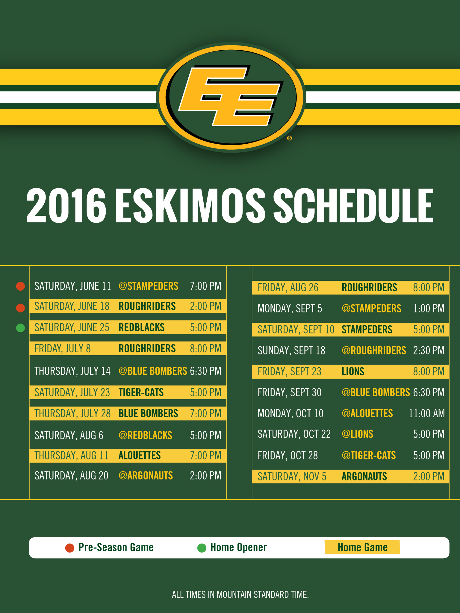 2016 Schedule Wallpaper   Edmonton Eskimos