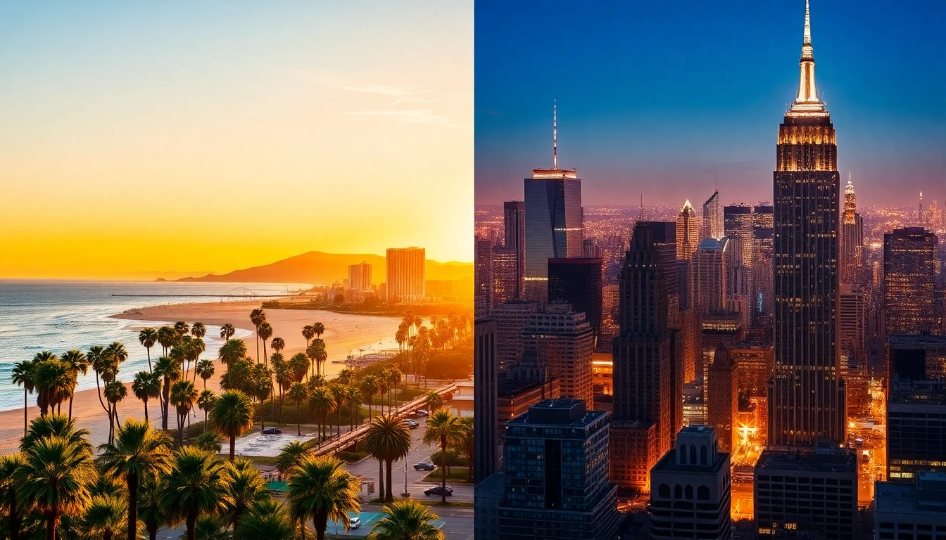 Los Angeles Vs New York City Wallpaper