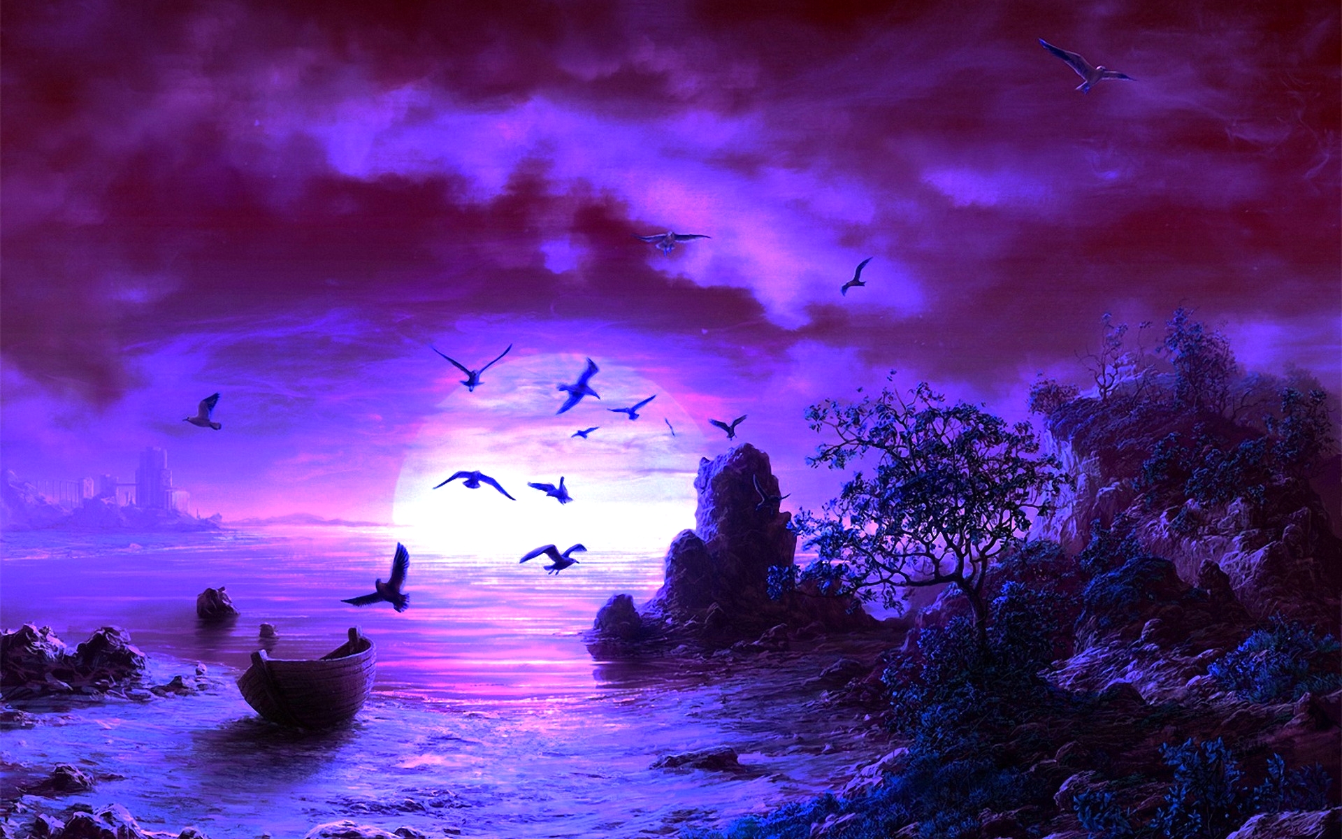 Purple Fantasy Background Wallpaper