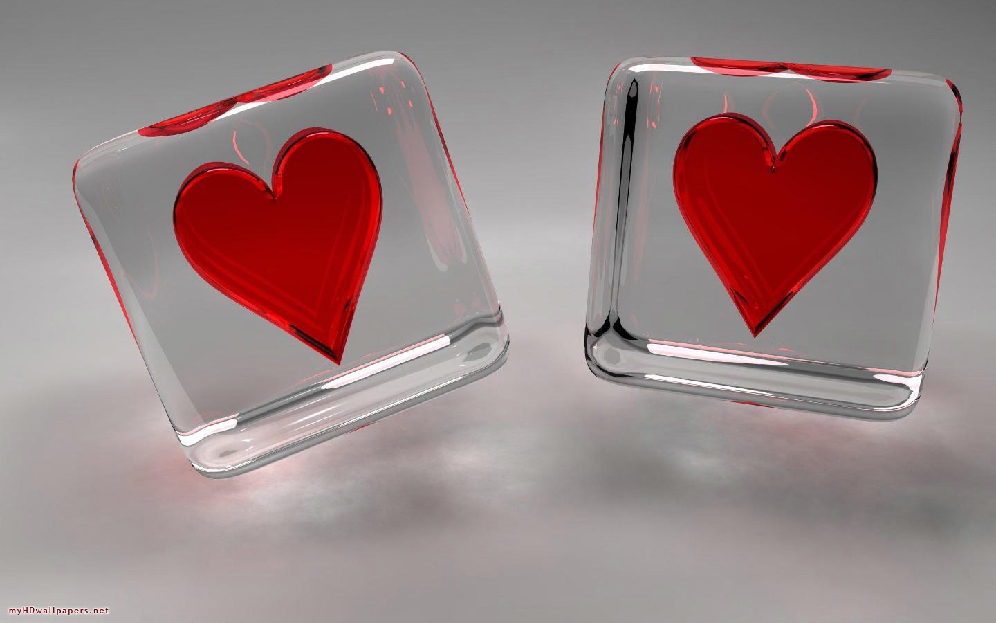 Valentine Glass Hearts Desktop Wallpaper HD