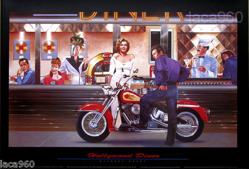 Diner Marilyn Monroe John Lennon James Dean Motorcycle Poster