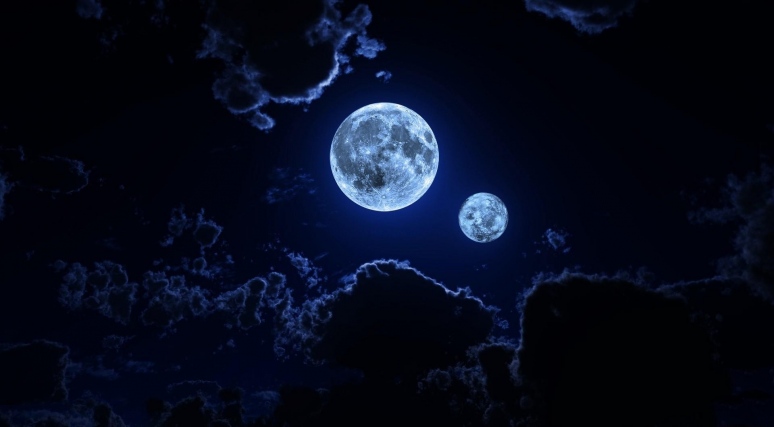 Wallpaper Two Full Moons In Night Sky Desktop Background