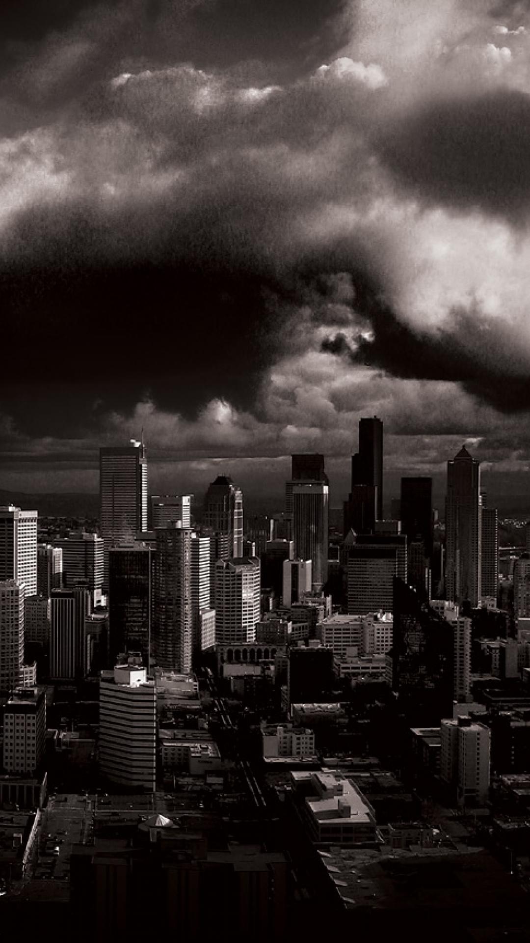 stormy seattle grayscale dual monitor hd quality Csd 1080x1920