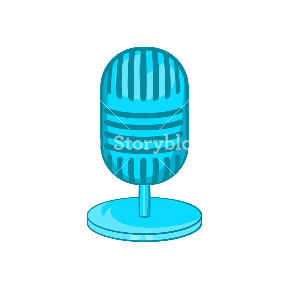 Retro Microphone Icon In Cartoon Style On A White Background
