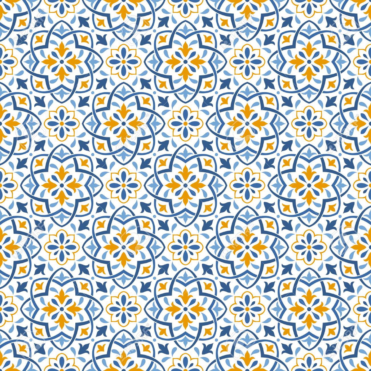 Ethnic Seamless Patterns Background In Folk Style Mediterranean