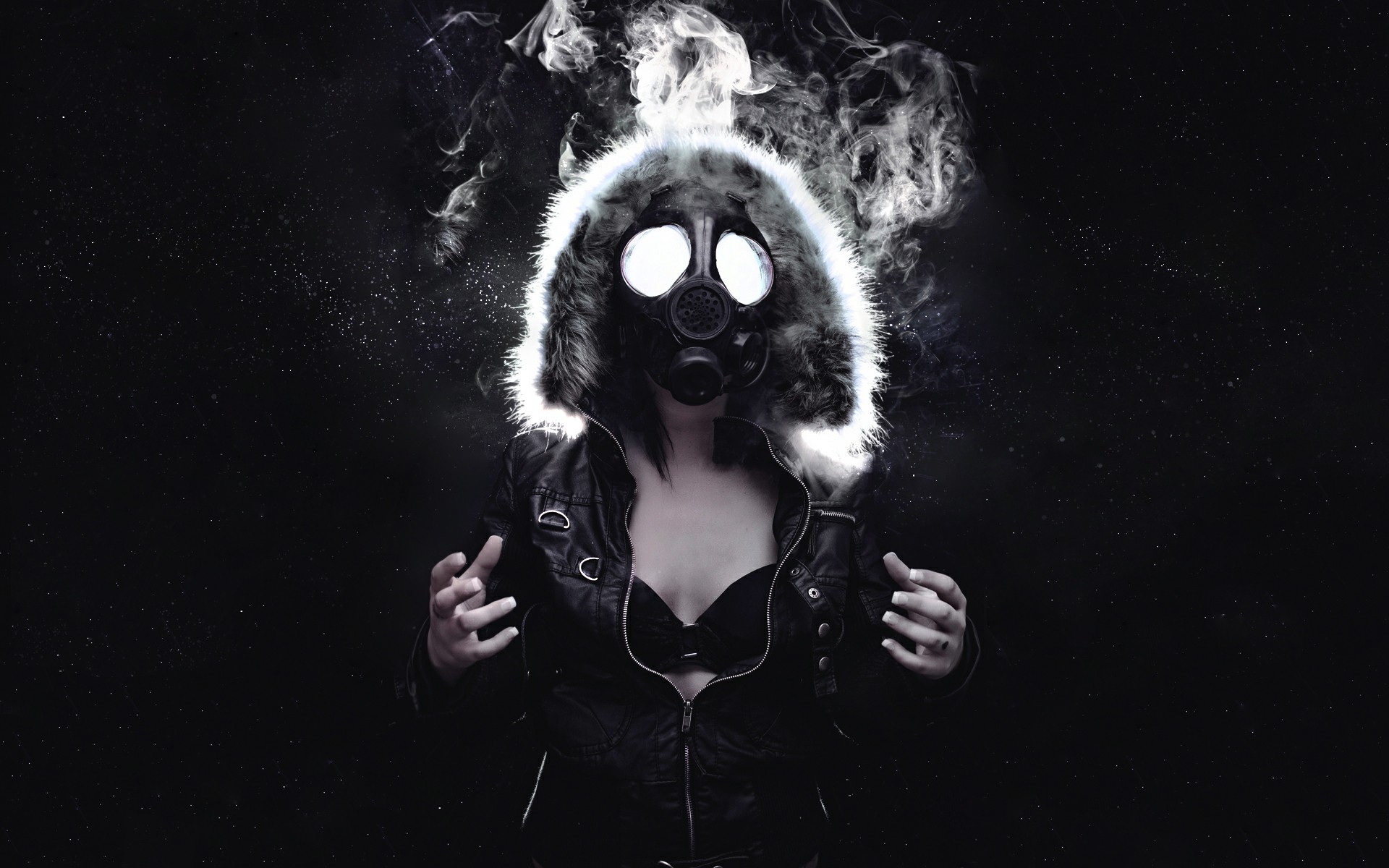 Gas Mask Girl Wallpaper Black Dark Light Smoke Girls