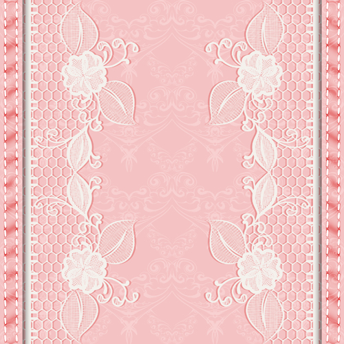 Pink Background With White Lace Vector Material Name