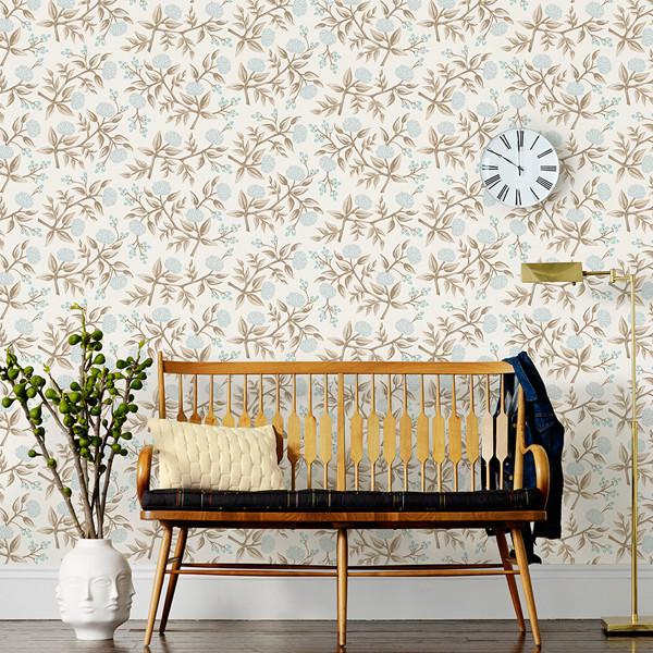Rifle Paper Co Peonies Wallpaper Pale Blue Styled Shot