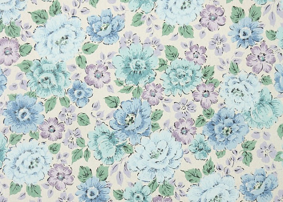 Vintage Wallpaper Floral Of Lavender Purple And Light Blue