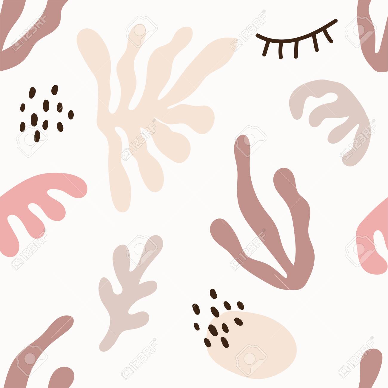 Cute Trendy Motley Seamless Pattern With Abstract Nature Shape