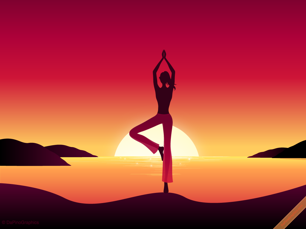 Yoga Girl By Sunset Wallpaper Dapinographics