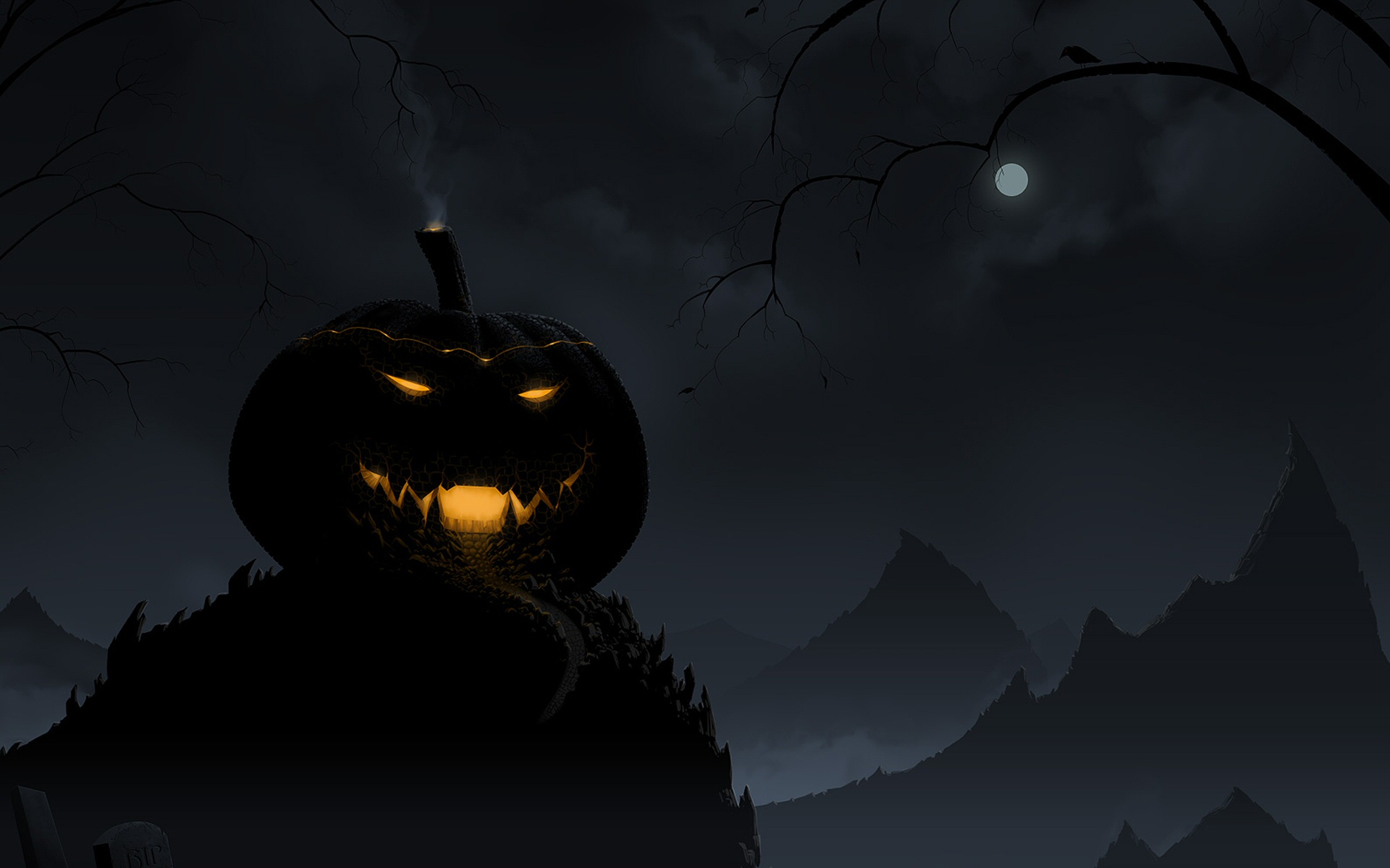 Pumpkin In Haloween Dark Night Wallpaper