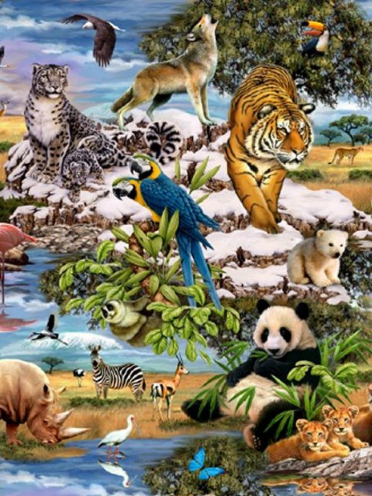 Jungle Animals Five iPad Wallpaper