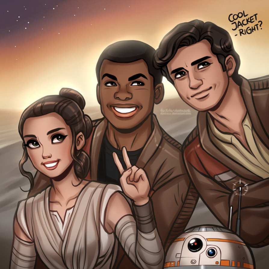 Star Wars Rey Finn Poe And Bb By Daekazu