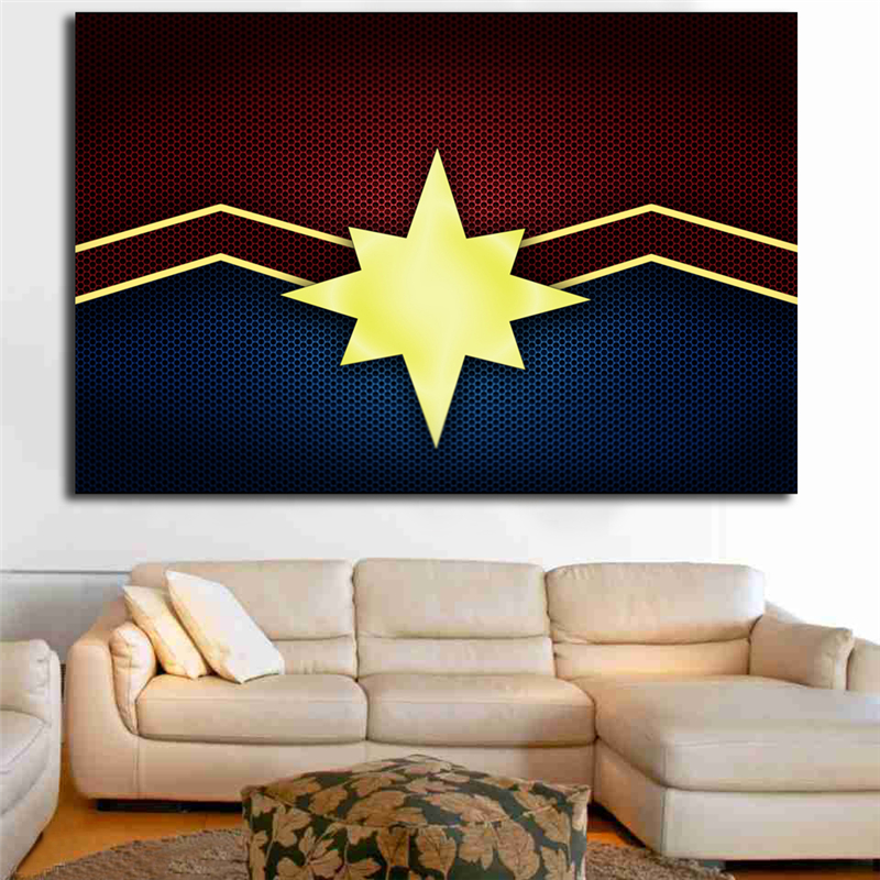 Captain Marvel Logo Wallpaper Hd Canvas Painting Print Bedroom