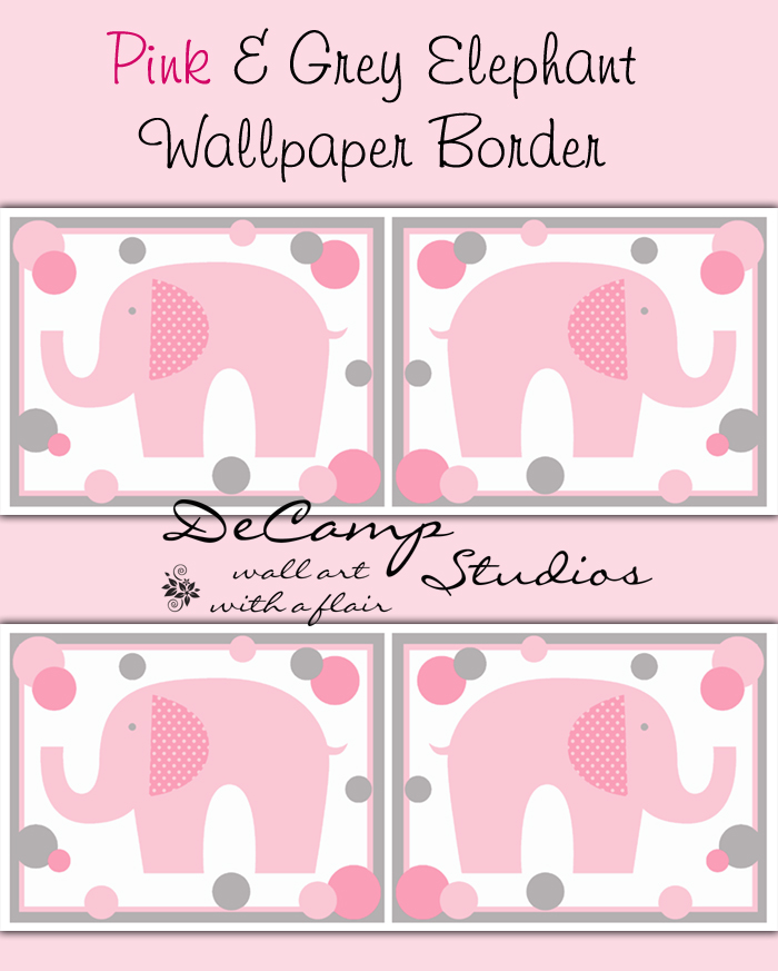 🔥 Free download Pink Grey Polka Dot Elephant Wall Border Decal Baby