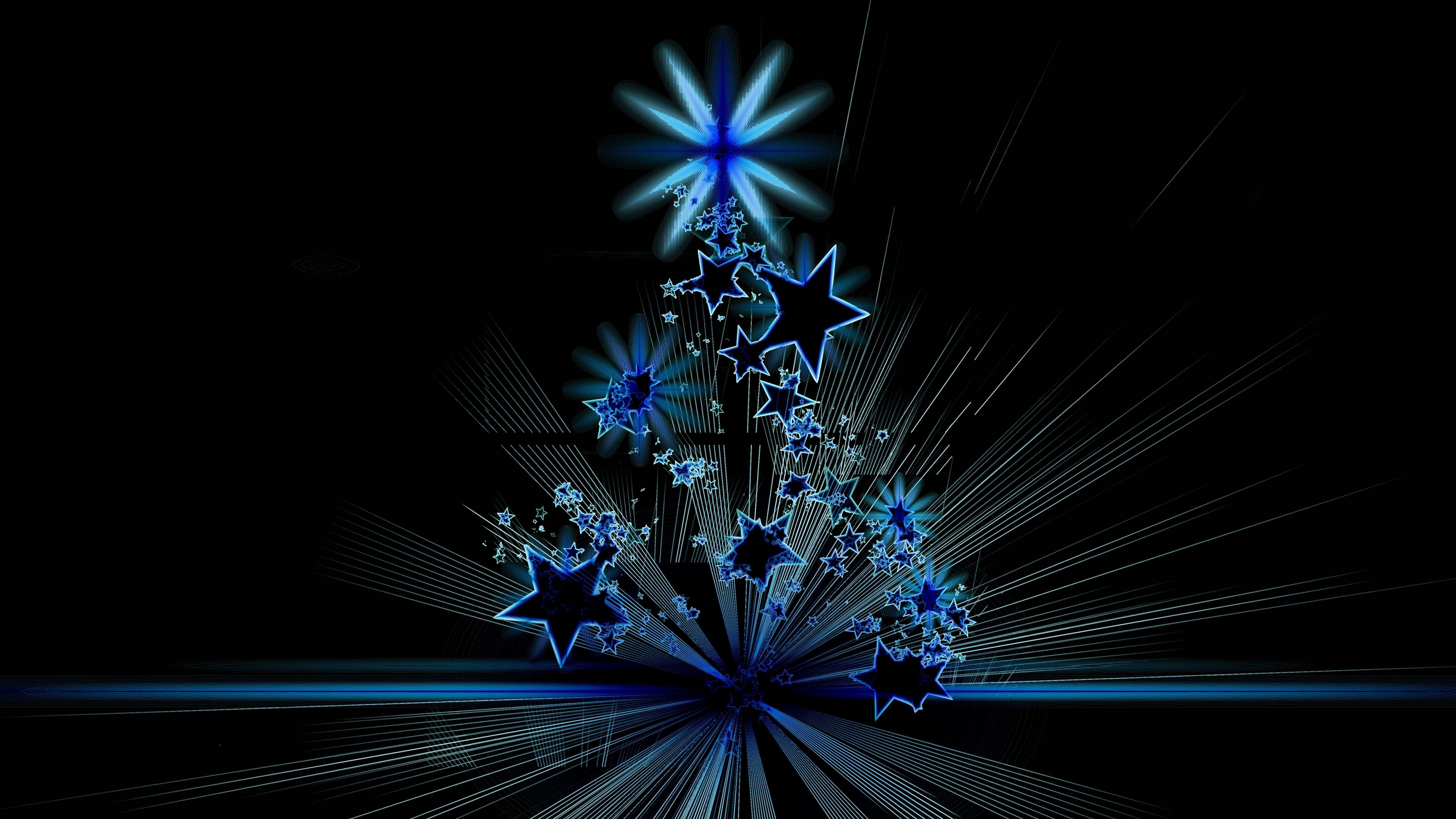 Download wallpaper 3840x2160 christmas tree stars abstract