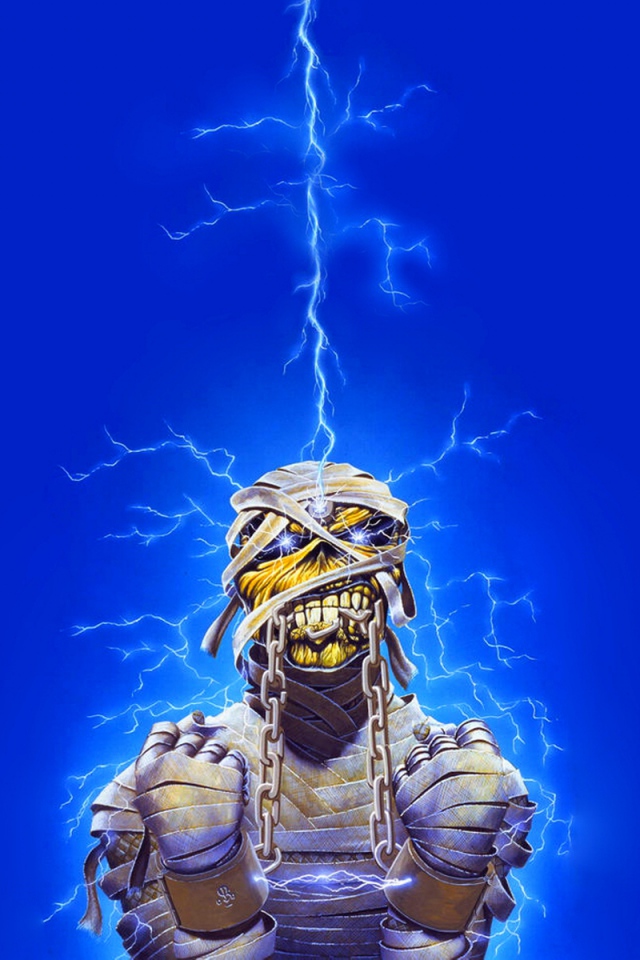 Wallpaper Iron Maiden Undead Lightning Energy Light iPhone