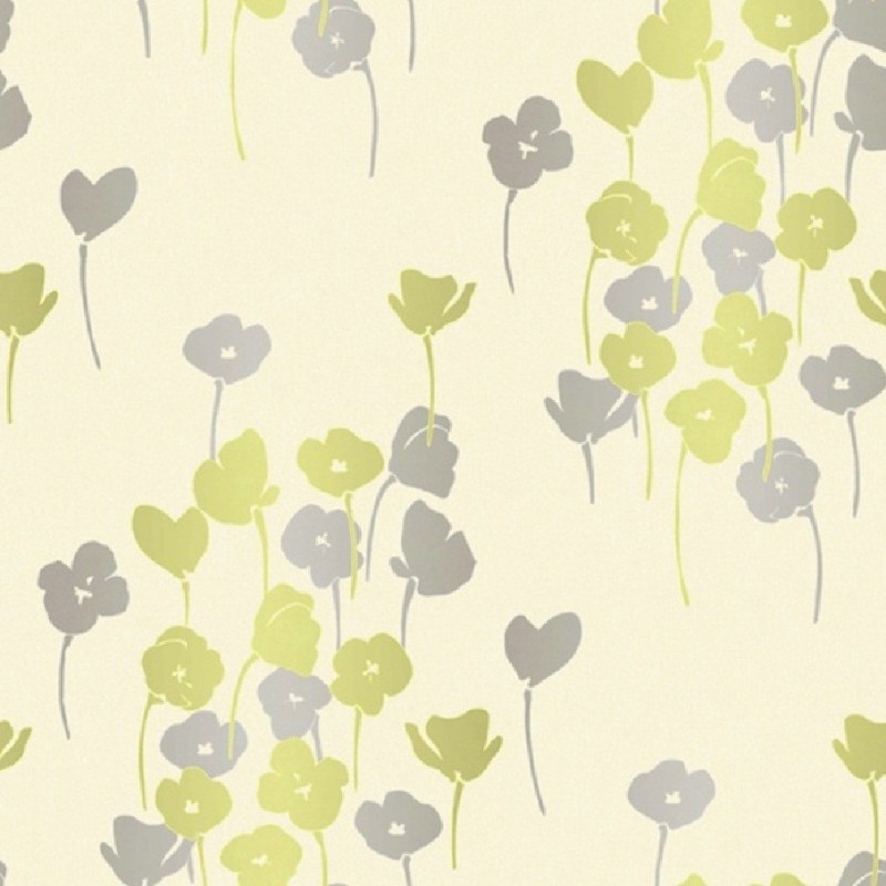 Reflections Green Silver Poppies Wallpaper By Whitewell Interiors
