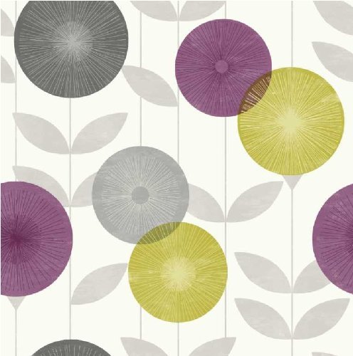 Description Of Monroe Sun Floral Linear Leaf Print Luxury Wallpaper