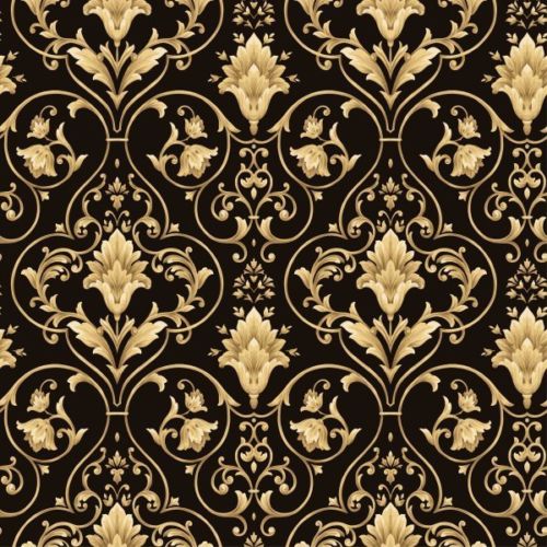 Black And Gold Victorian Scroll Wallpaper Double Rolls New Used