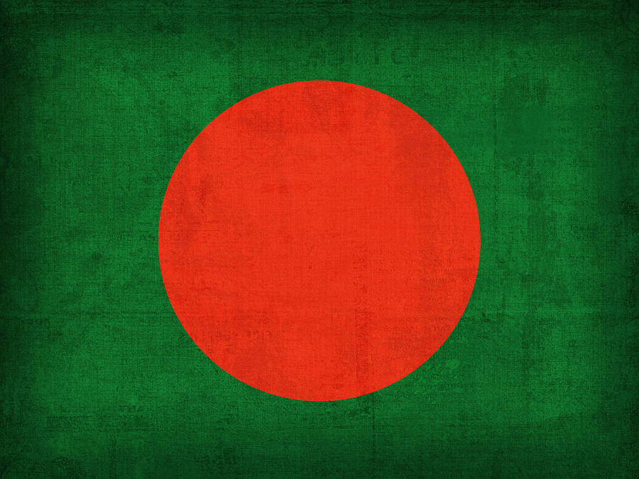 Bangladesh Flag Vintage Distressed Finish Mixed Media By