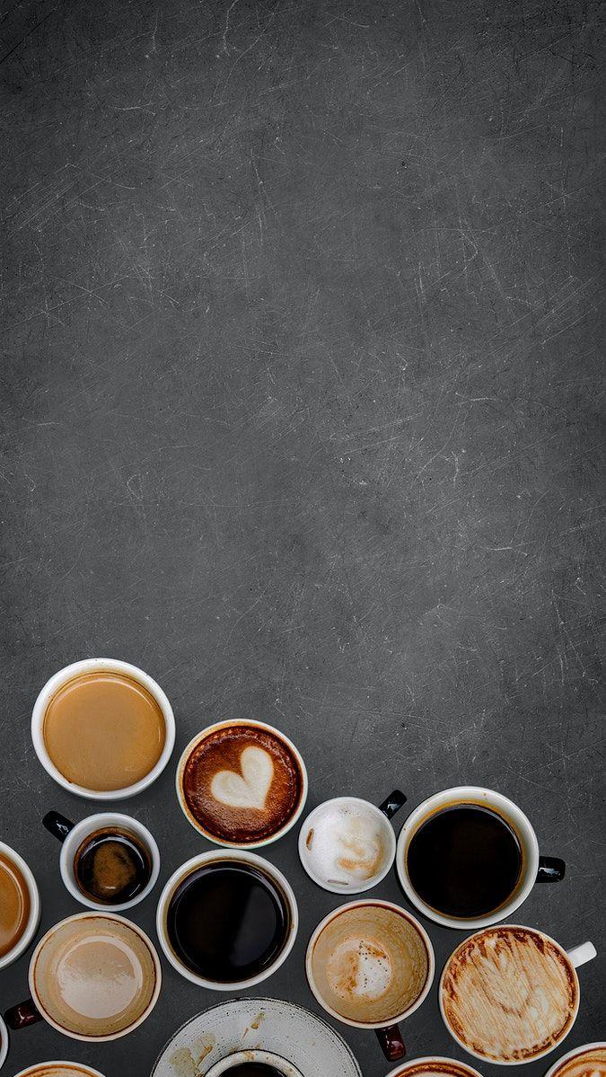 Mixed Coffee Mugs On A Black Textured Background Image By
