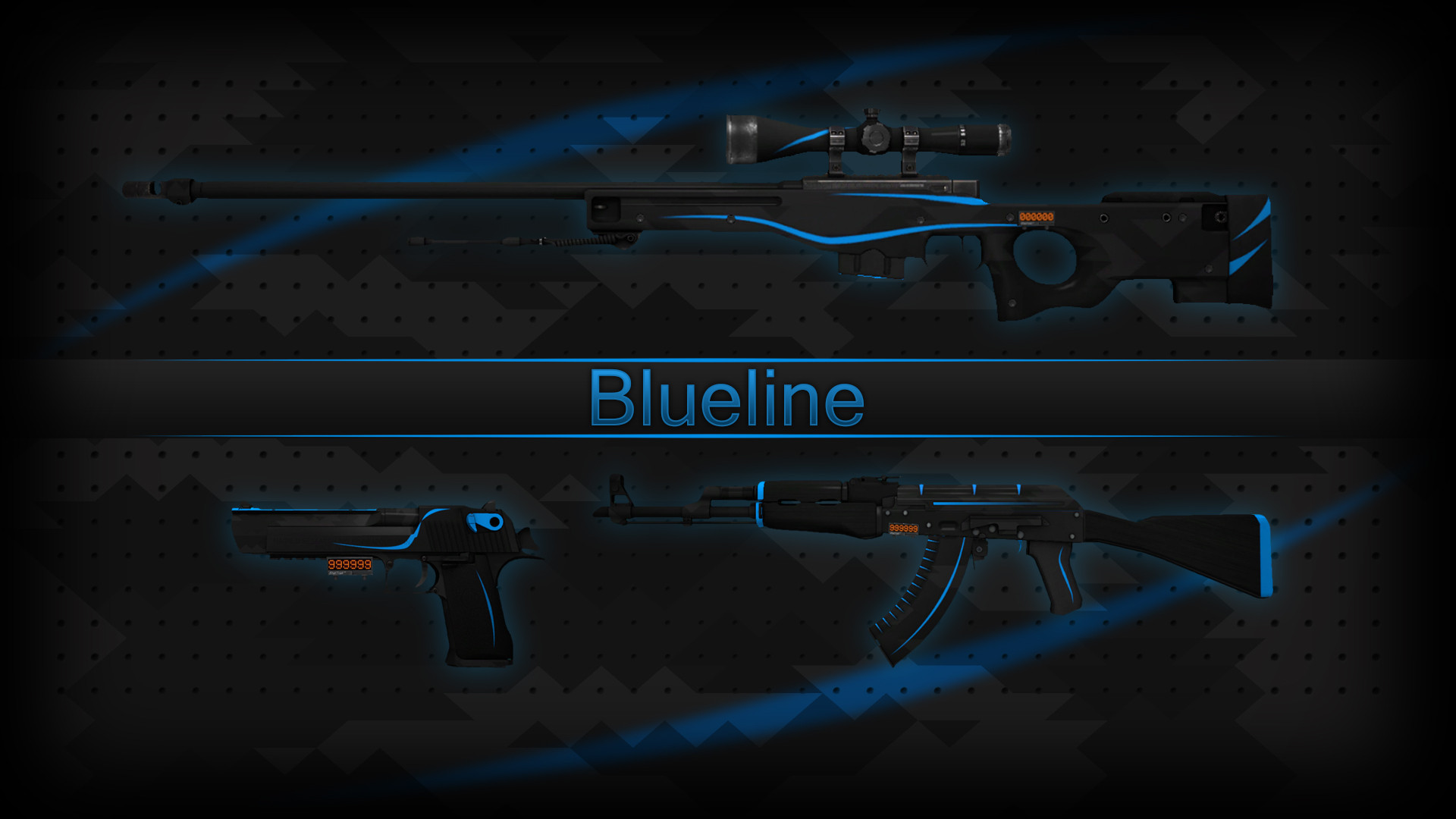 Wallpaper line, spot, blue background, AK-47, paint, cs go, custom paint  job, frontside misty for mobile and desktop, section оружие, resolution  1920x1200 - download