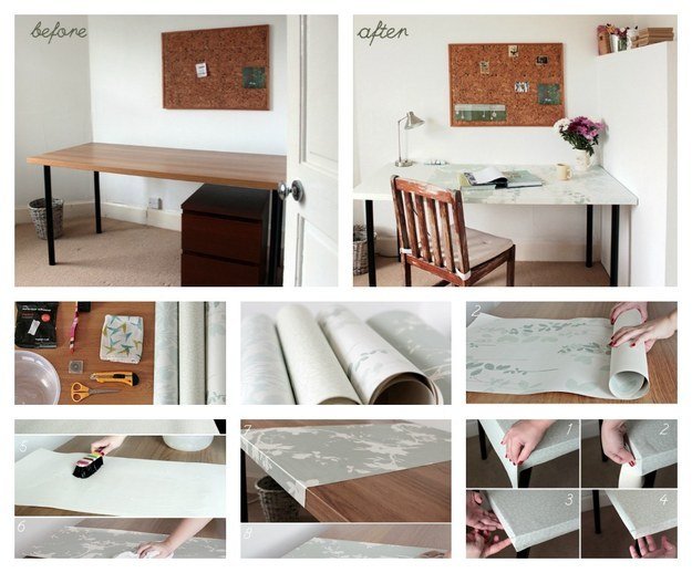 Using Wallpaper Is A Fresh Table Refinishing Technique