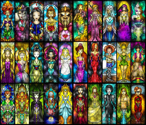 Stained Glass Disney Characters
