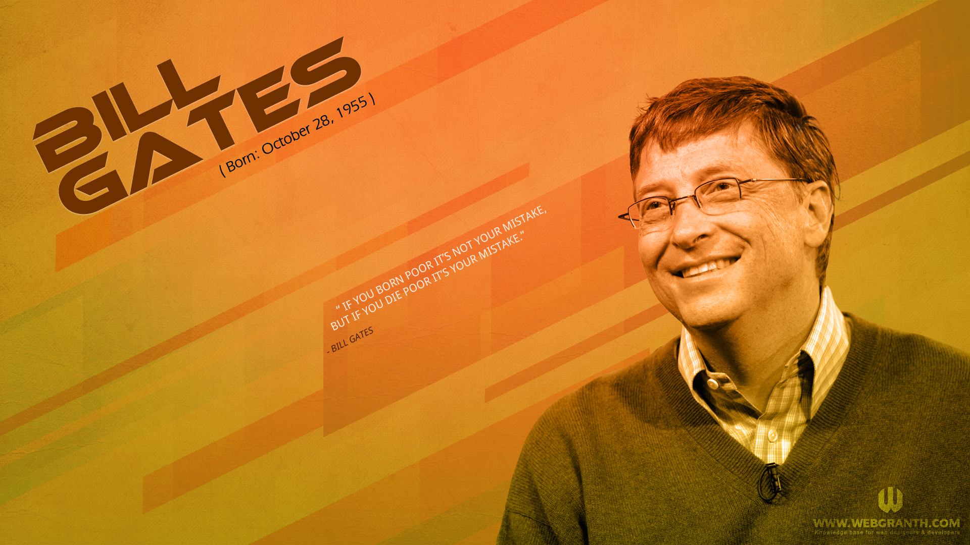 Download July 2013 calendar wallpaper for Microsoft founder Bill Gates 1920x1080