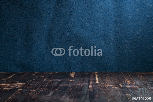 Wood Boards And Dark Blue Background Stock Photo Royalty