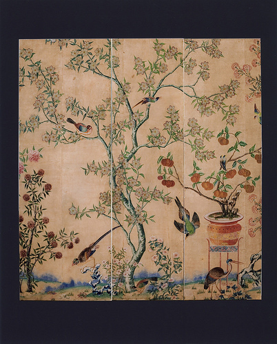 Chinese Painted Wallpaper Late 18th Century Photo