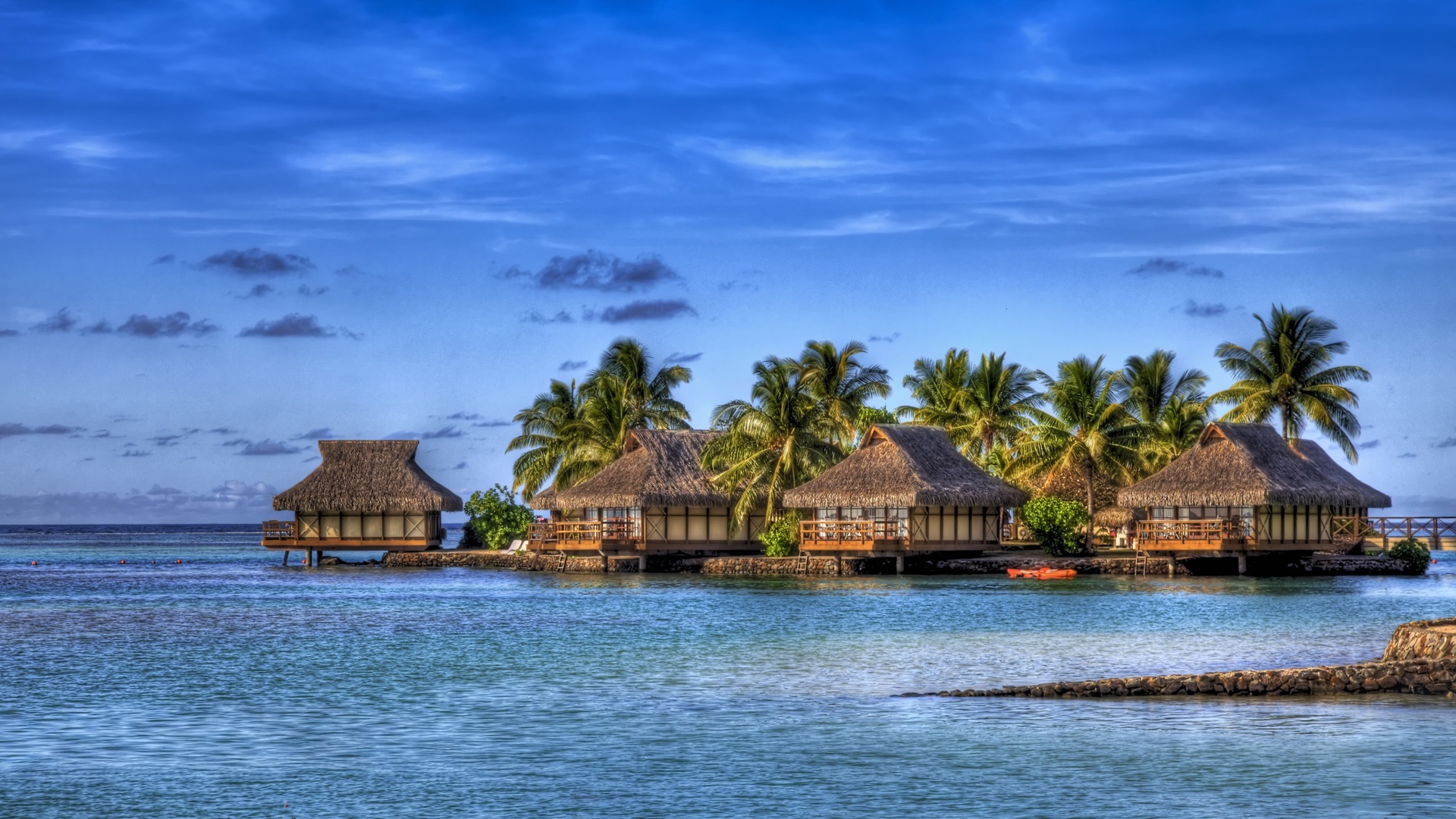 Maldives Island Hotel HDr Full HD Desktop Wallpaper 1080p