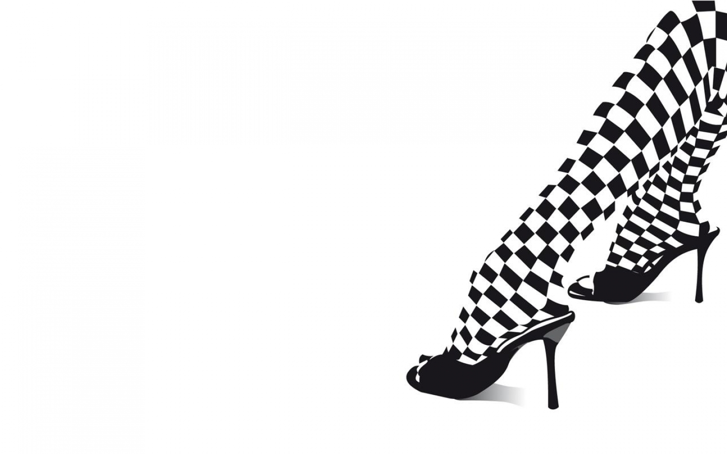 Black And White Fashion Shoes High Heels Checkered Artwork