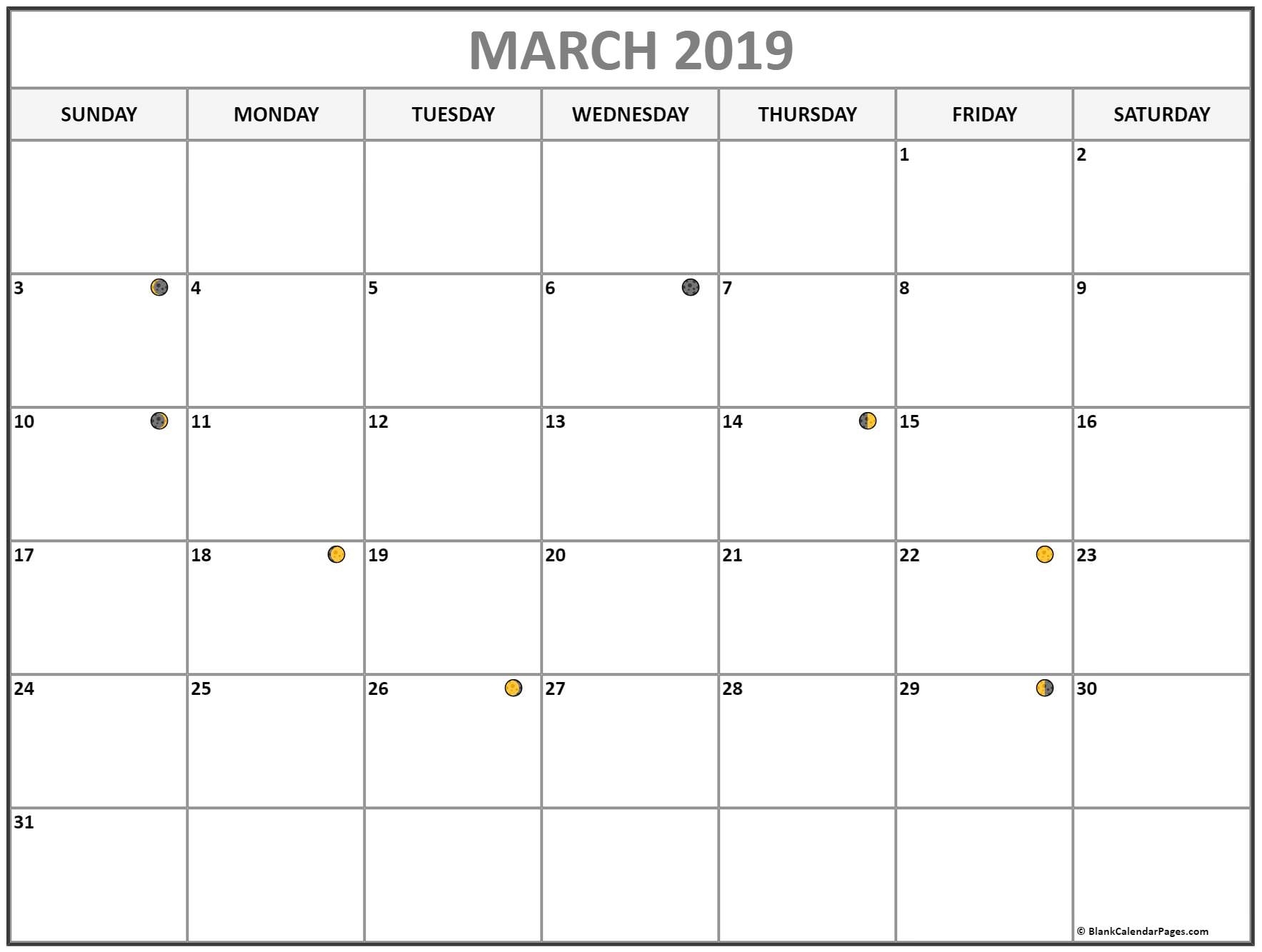 New March Moon Calendar Full Phases For