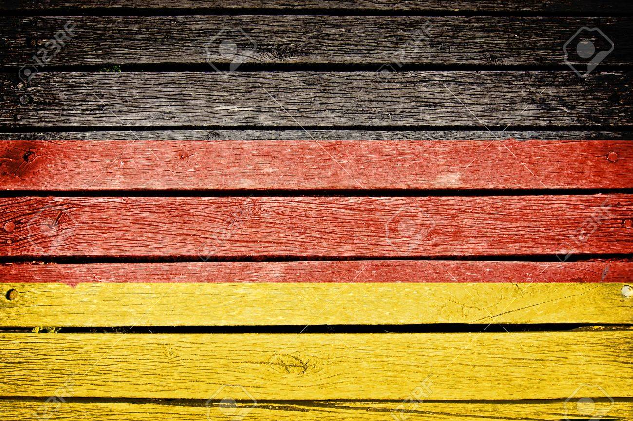Germany German Flag Painted On Old Wood Plank Background Stock