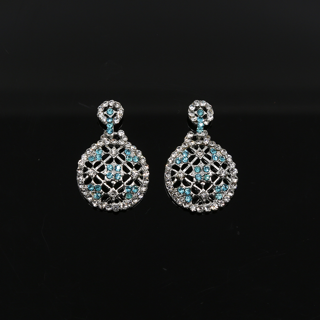 Fashion Earrings With Blue Topaz And Clear Cz Stones On A